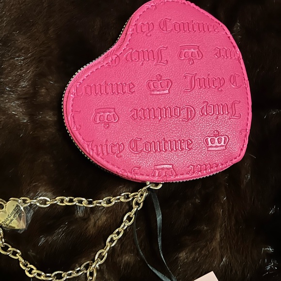 Juicy Couture hot pink wristlet coin purse Brand New wallet heart bling charms - Picture 10 of 10
